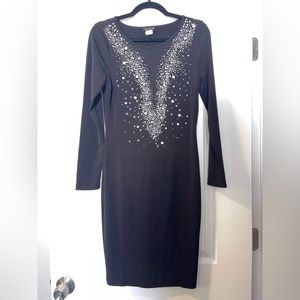 Body con dress with mesh front